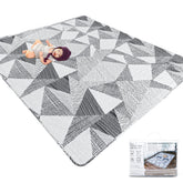 TANOSHII Baby Play Mat stripe pattern covers a large play area for safe supervised play.