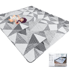 TANOSHII Baby Play Mat stripe pattern covers a large play area for safe supervised play.