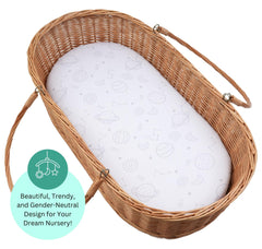 Tansy Panda bassinet sheets are machine washable and durable for busy use.