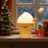 Tarinks Ice Cream Duck Night Light shown on a desk creating cozy bedside ambiance.