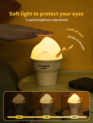 Tarinks Ice Cream Duck Night Light charging via USB-C port for easy recharge.