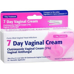 TARO Clotrimazole 7 Vaginal Cream 45 g bottle for yeast infection relief and itching reduction