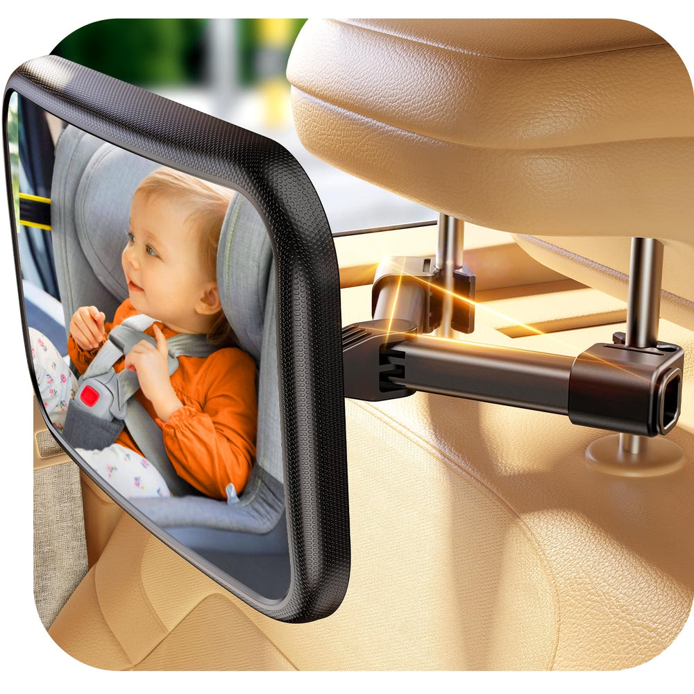 TAZENI baby car mirror with hook clip for a secure, stable rear-seat view