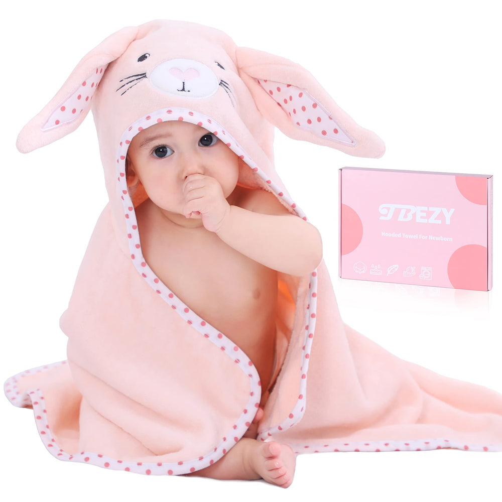 TBEZY baby hooded towel bunny design keeps newborn warm and comfy after bath.