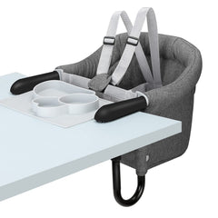 TCBunny hook-on chair with tray grey for safe, mess-free meals at home.