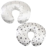 Tcmyyund satin nursing pillow cover front view with gray arrows and stars for ultra-soft comfort