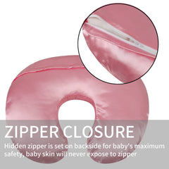 Tcmyyund satin nursing pillow cover universal fit demonstrated with standard pillow.