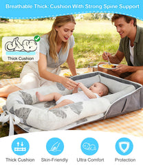 Tcruybed baby nest unfolded showing roomy, secure space