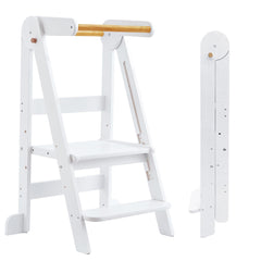 TDKDHoming foldable-toddler-tower folded for compact storage and easy stowing
