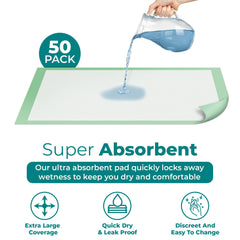 Teal Elite Chucks Pads waterproof backing protects mattresses and floors.