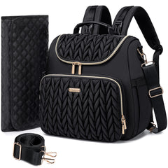 Tealari 4-in-1 diaper bag backpack on model, stylish, versatile everyday parenting solution.