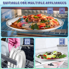 TeamFar round serving plates suited for camping and outdoor dining with family.