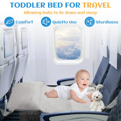 Tefola toddler airplane bed unfolded to fit airline seats for comfortable rest.