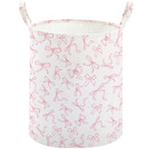 TECHMILLY Bowknot large storage basket with floral design for organized kids' items.