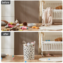 TECHMILLY collapsible laundry hamper with long handles for easy transport