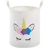 TECHMILLY unicorn print storage basket for nursery organization.