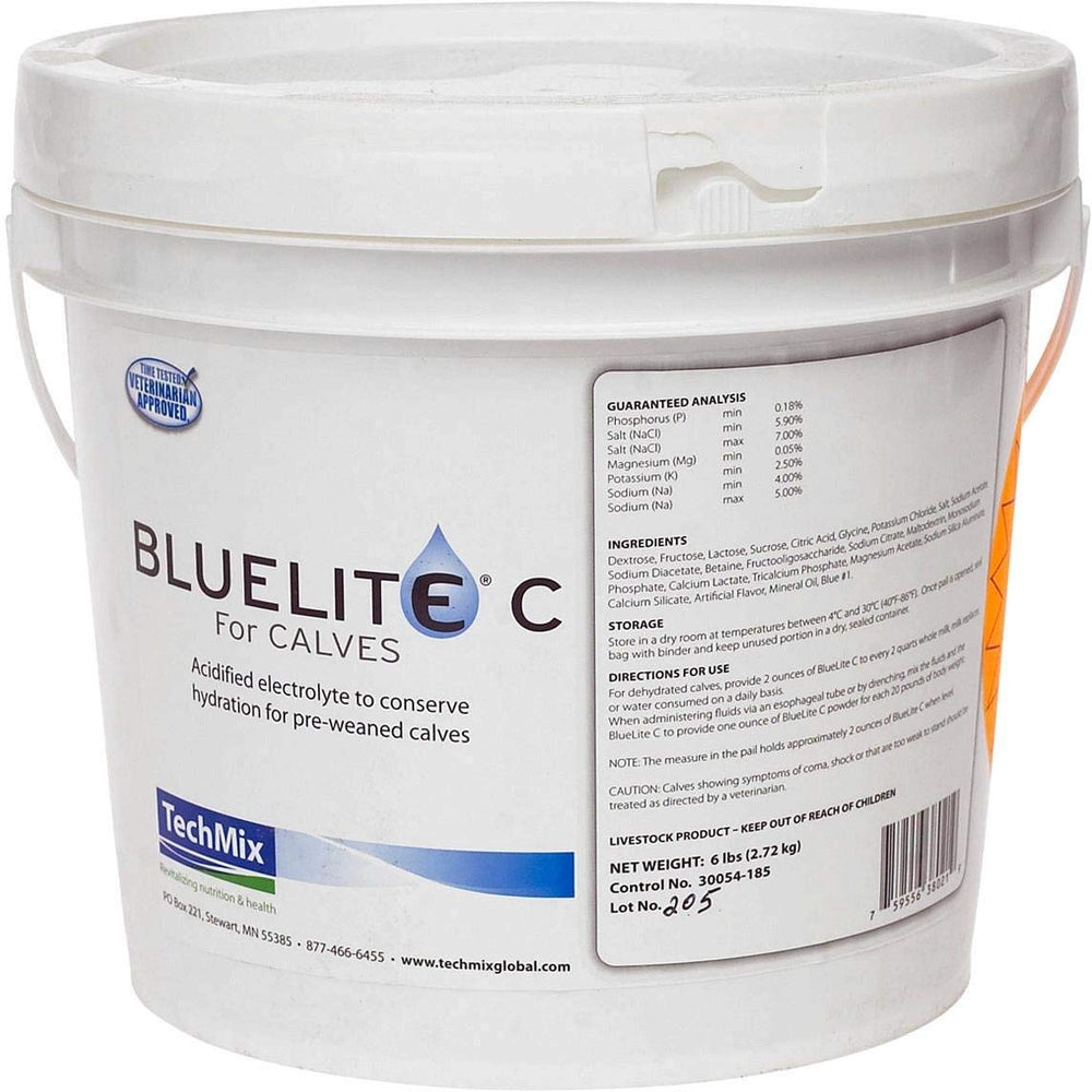 Tech Mix Bluelite C electrolytes for calves with added energy to support hydration.