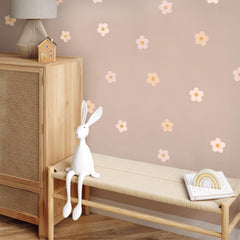 Teddylabels daisy blush pink wall sticker for quick, tool-free nursery makeover
