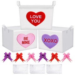 Teecyhooo valentines basket set, three pieces, ready for gifting.