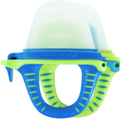 Teetherpop fillable teether reservoir shown for mess-free teething snacks.