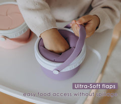 Crumb-free Tegion cup with screw-on travel lid for mess-free transport