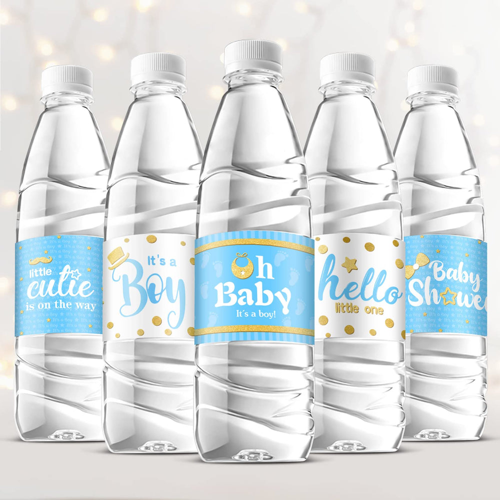 Teling blue boy foil bottle label for elegant baby shower decoration and durable wear
