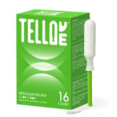 Tellove tampons packaging highlights organic cotton core and fragrance-free design for sensitive skin.