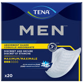 TENA Incontinence Guards for Men, maximum absorbency, showcasing dryness and reliable protection for daily wear.