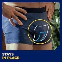 TENA Men Level2 Guard 4 mm thin pad illustrates curved design for body-hugging fit.