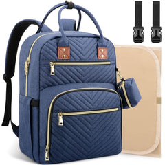 Tenot diaper bag backpack in peacock blue front view for organized on-the-go use