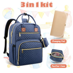 Inside of Tenot diaper bag showing compartments and organizers
