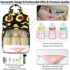 Tenot diaper bag backpack showing insulated pockets to keep bottles warm or cool