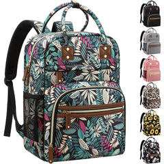 Tenot diaper bag backpack with colorful leaves pattern for stylish moms on the go