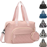 Tenot diaper bag tote in pink with a spacious main compartment.