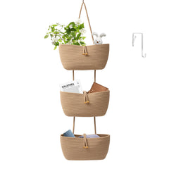 TeoKJ 3-Tier cotton rope basket over the door closeup for tidy storage.