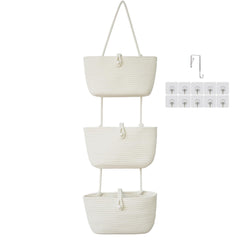TeoKJ 3-Tier Hanging Baskets over the door maximize storage in white.