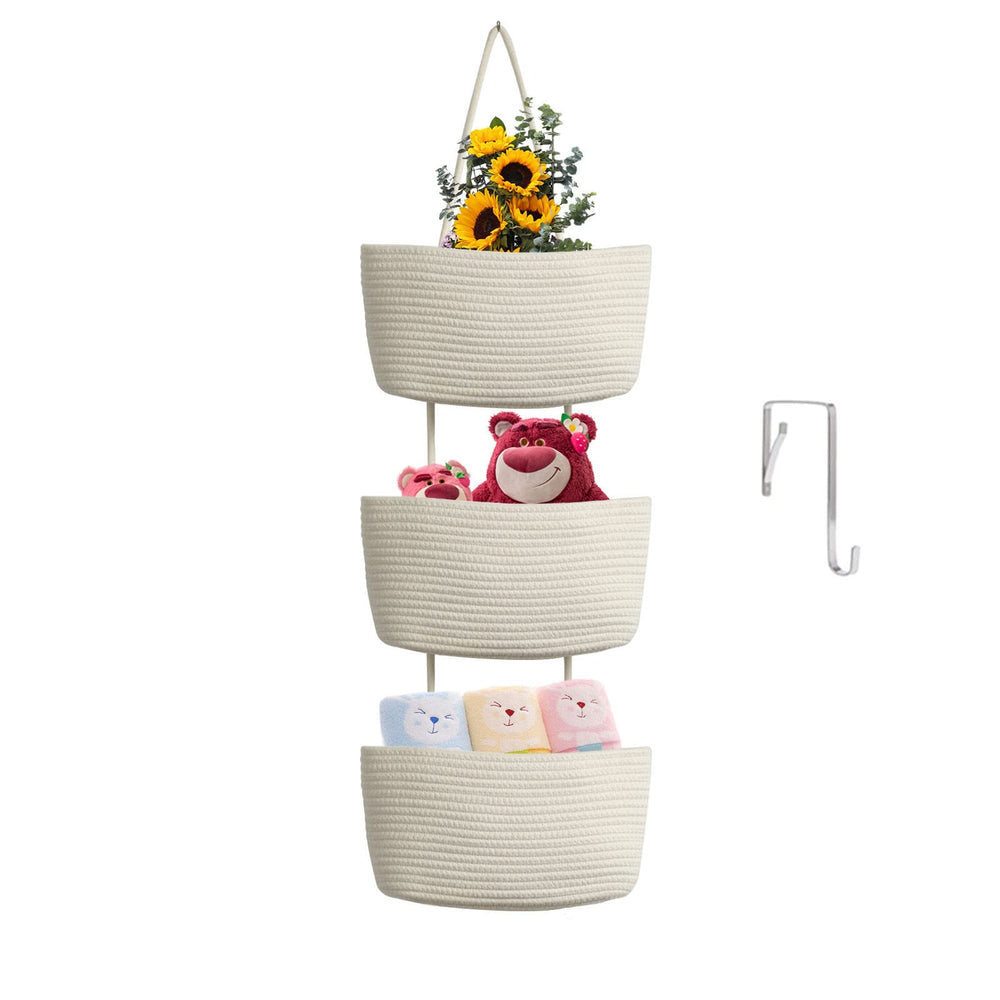 TeoKJ over-door baskets 3-tier white for organized entryways