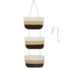 TeoKJ over-the-door baskets front view show three-tier storage.