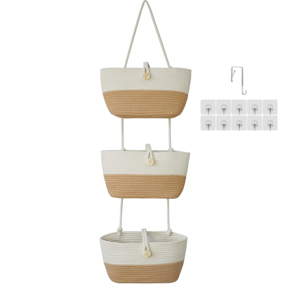 TeoKJ over-the-door baskets demonstrate space-saving storage in a compact setup.