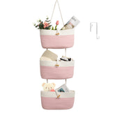 TeoKJ over the door baskets in pink and white for easy nursery organization