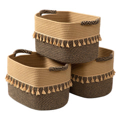 TeoKJ set of three baskets in black and jute for stylish home organization