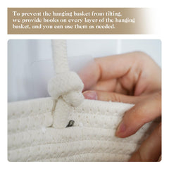 TeoKJ white and jute hanging basket as stylish storage accent