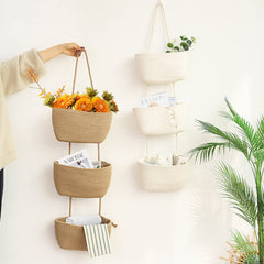 TeoKJ woven cotton nursery baskets close-up highlights natural material.
