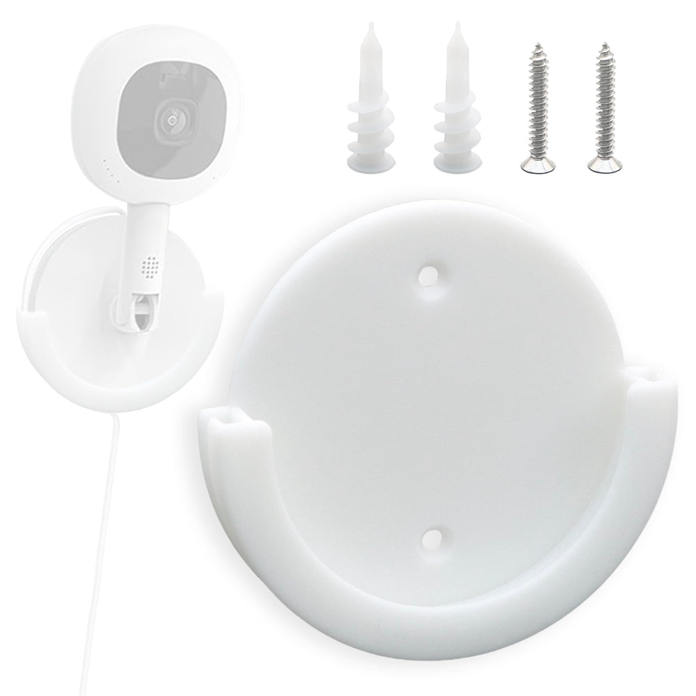Terixe Nanit wall mount with round base secures the monitor to the wall.