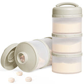 Termichy stackable formula dispenser with 2-pack in warm grey for travel-friendly feeding.