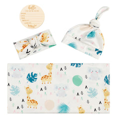 Terriboo headband beanie set with soft stretch fabric for newborn comfort.