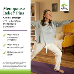 Terry Naturally Menopause Relief Plus label highlighting allergen-free and non-GMO status.