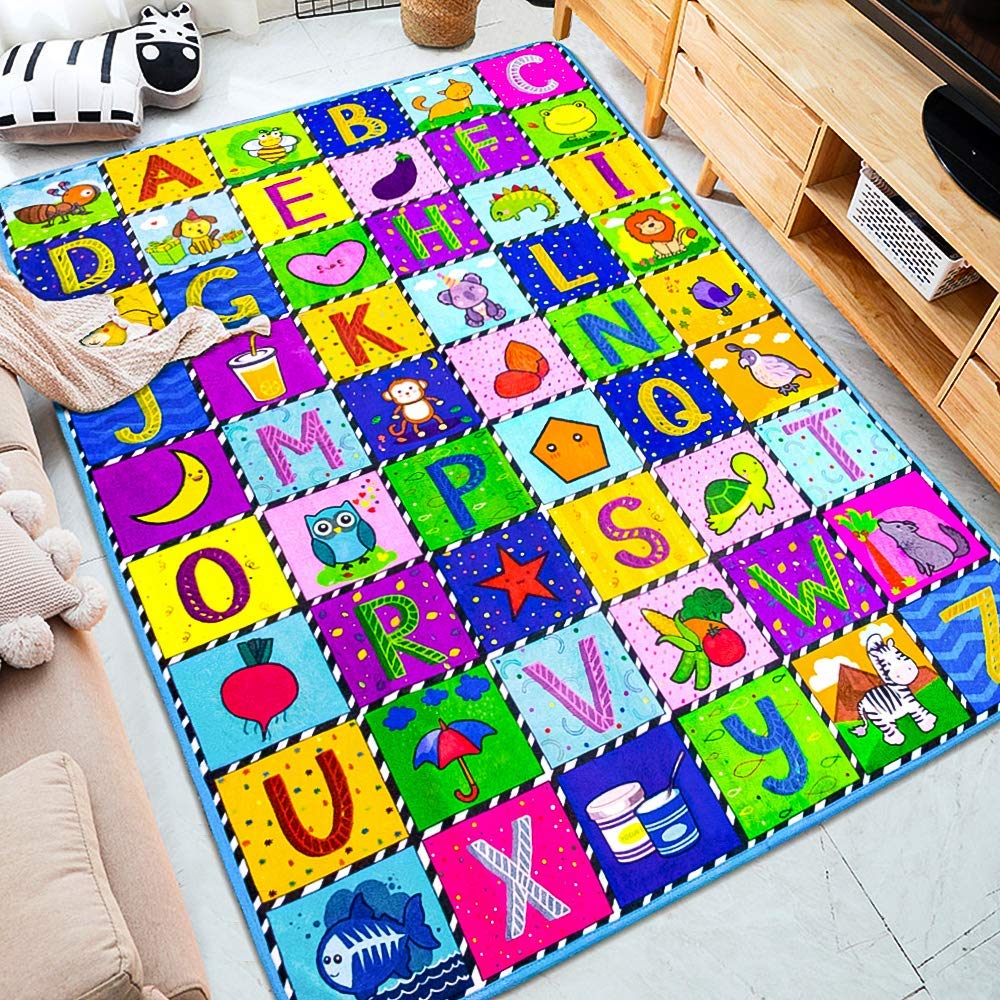 teytoy baby cotton play mat top view shows a large safe crawling area