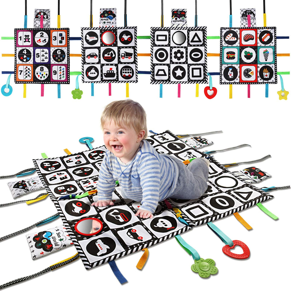 Teytoy tummy time floor mirror with black-and-white design for early visual focus.