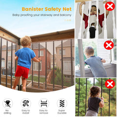 TEZONG banister stairs guard mesh net provides a safe play area for kids and pets.